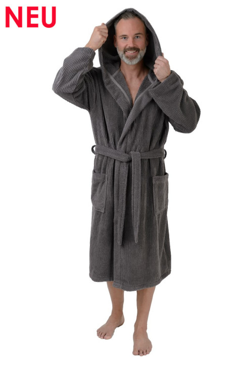wewofashion by Otto Werner 1004 Bademantel "Zero Twist" Herren grey (100% Baumwolle)