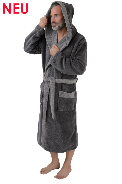 wewofashion by Otto Werner 1023 Bademantel "Bamboo" Herren grey (40% Polyester, 30% Baumwolle, 30% Viskose)