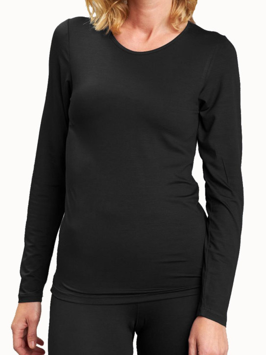 Jado by SARA LINKE MicroModal Langarm-Shirt schwarz (95% Micromodal, 5% Elasthan)