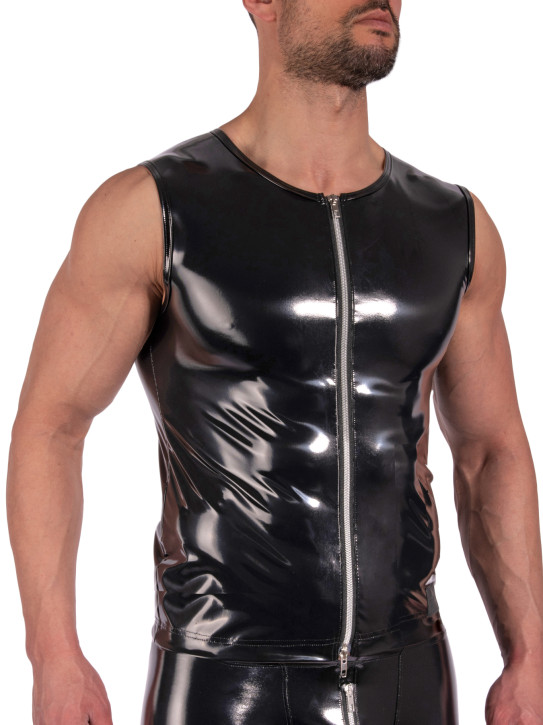 MANSTORE M2373 Zipped Vest black (80% Polyester, 12% Polyurethan, 8% Elasthan)