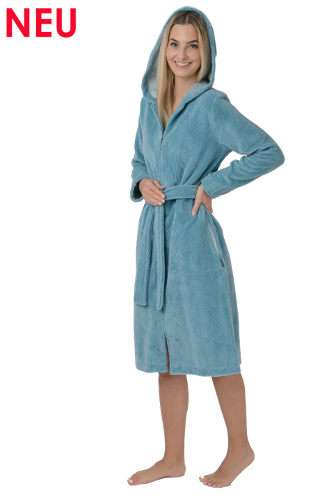 wewofashion by Otto Werner 4026 Bademantel "Bamboo" Damen blue (40% Polyester, 30% Baumwolle, 30% Viskose)