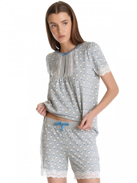 VIVE MARIA Blue Love Short Pyjama (47% Baumwolle, 47% Modal, 6% Elasthan)