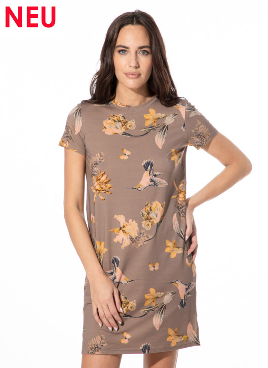 SHORT STORIES 622048 Sleepshirt Kurzarm driftwood/print (47% Baumwolle, 47% Modal, 6% Elasthan)
