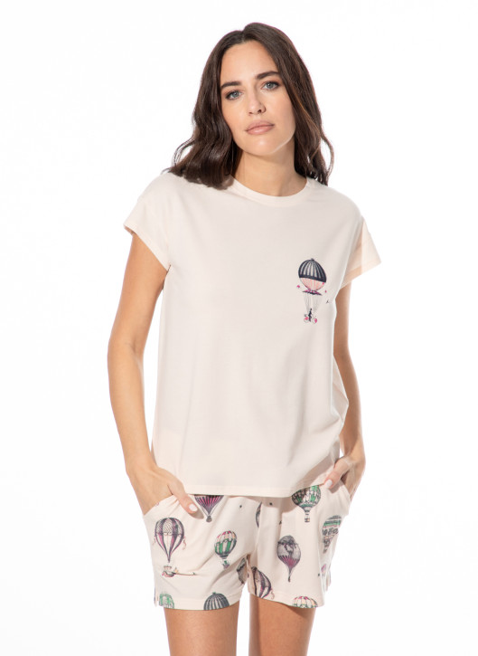 SHORT STORIES 622072 T-Shirt vanilla cream/print (47% Baumwolle, 47% Modal, 6% Elasthan)