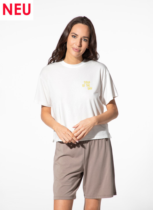 SHORT STORIES 622156 T-Shirt white pebble/print (47% Baumwolle, 47% Modal, 6% Elasthan)