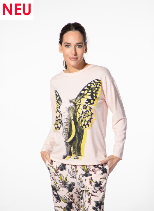 SHORT STORIES 622192 Langarm-Shirt perle/print (47% Baumwolle, 47% Modal, 6% Elasthan)