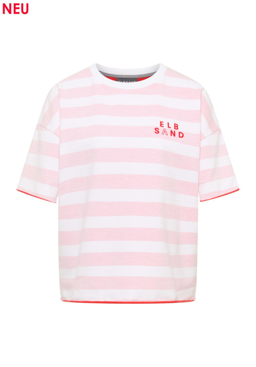 ELBSAND Gry T-Shirt grenadine/bright white stripes (95% Baumwolle, 5% Elasthan)