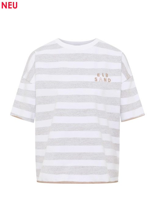 ELBSAND Gry T-Shirt camel/bright white stripes (95% Baumwolle, 5% Elasthan)
