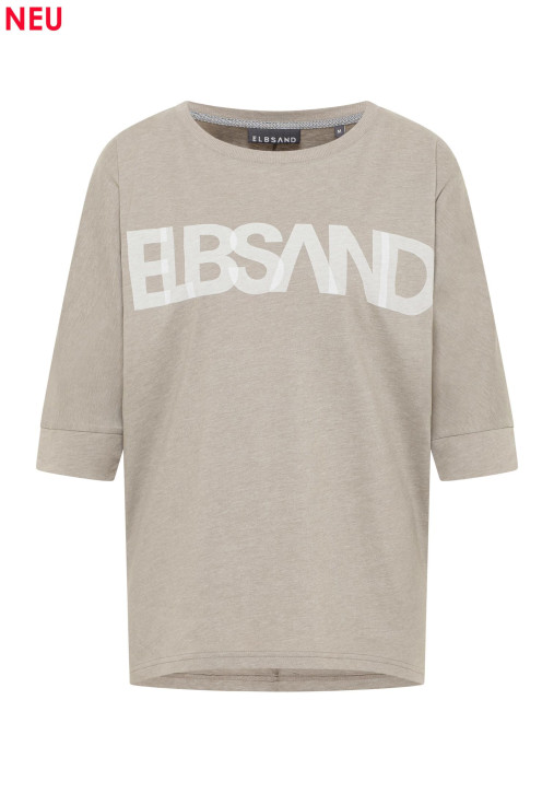 ELBSAND Imani T-Shirt oversized soft mud melange (50% Baumwolle, 50% Polyester)