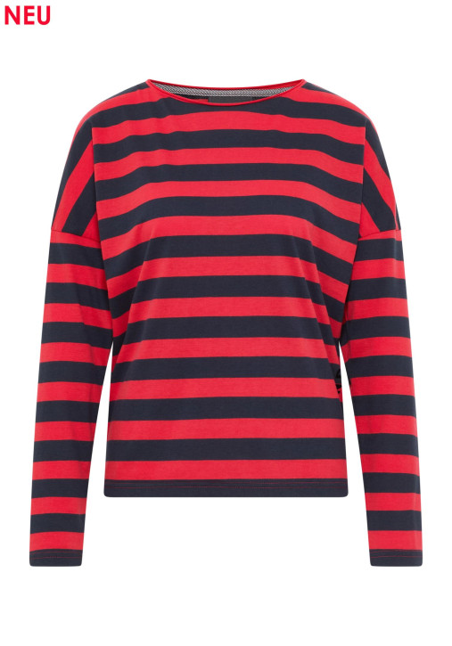 ELBSAND Milia Longsleeve coldwater+barberry stripes (50% Baumwolle, 50% Polyester)