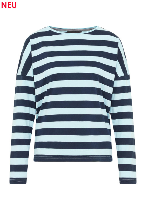 ELBSAND Milia Longsleeve coldwater+wave blue stripes (50% Baumwolle, 50% Polyester)