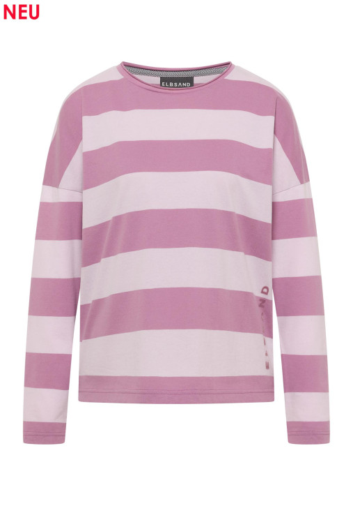 ELBSAND Milia Longsleeve mauve + pink chalk stripe (50% Baumwolle, 50% Polyester)