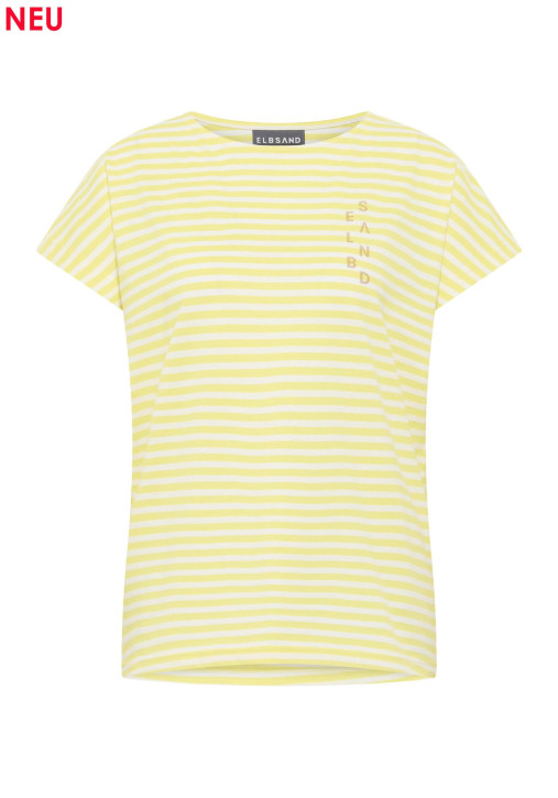 ELBSAND Selma T-Shirt bright yellow+bright white stripes (50% Baumwolle, 50% Polyester)