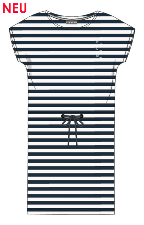 ELBSAND Sellvie T-Shirt-Dress coldwater+bright white stripes (50% Baumwolle, 50% Polyester)
