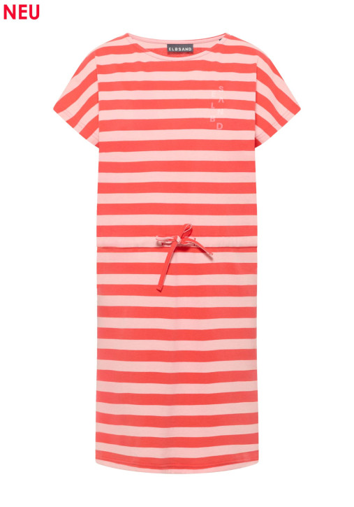 ELBSAND Sellvie T-Shirt-Dress grenadine+papaya stripes (50% Baumwolle, 50% Polyester)