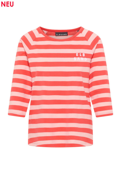 ELBSAND Celin T-Shirt grenadine+papaya stripe (50% Baumwolle, 50% Polyester)