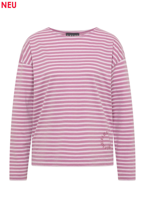 ELBSAND Tooske Longsleeve mauve + pink chalk stripe (50% Baumwolle, 50% Polyester)