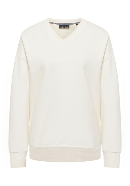 ELBSAND Jördis Sweatshirt cloud white/soft mud (95% Baumwolle, 5% Elasthan)