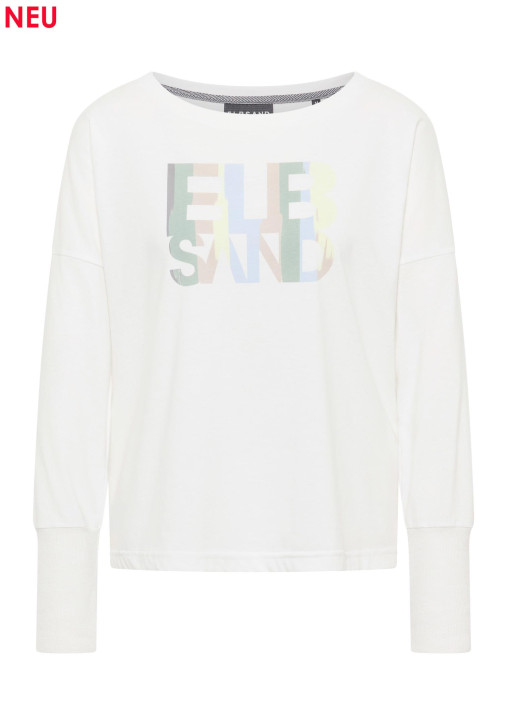ELBSAND Iida Longsleeve cloud white+multicolor print (50% Baumwolle, 50% Polyester)