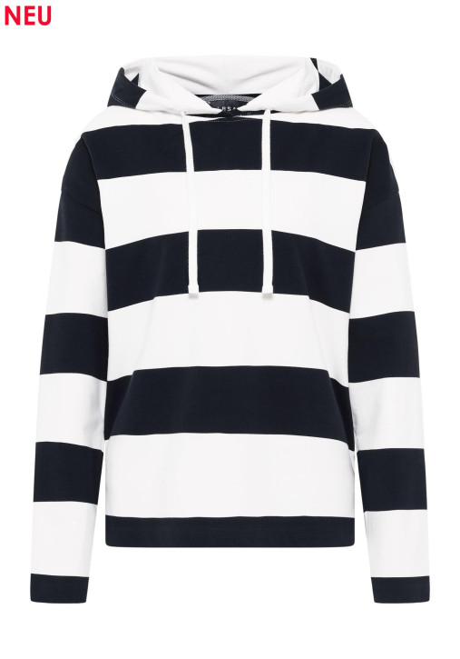 ELBSAND Eydis Hoodie cold water+cloud white stripes (95% Baumwolle, 5% Elasthan)