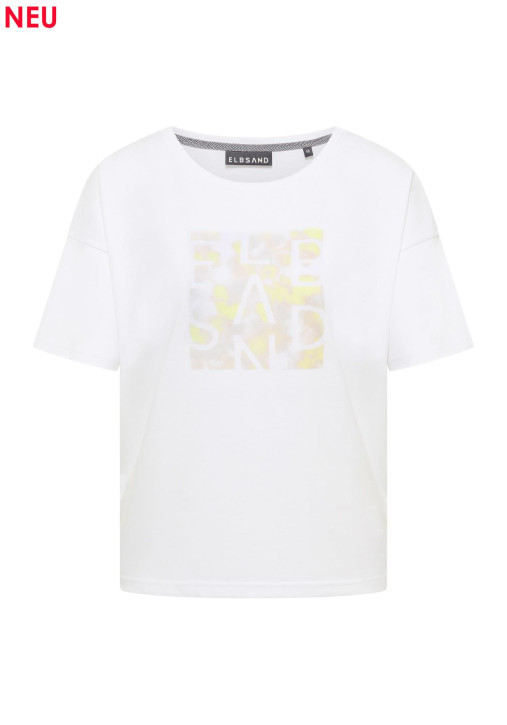 ELBSAND Livyn T-Shirt bright white print (50% Baumwolle, 50% Polyester)