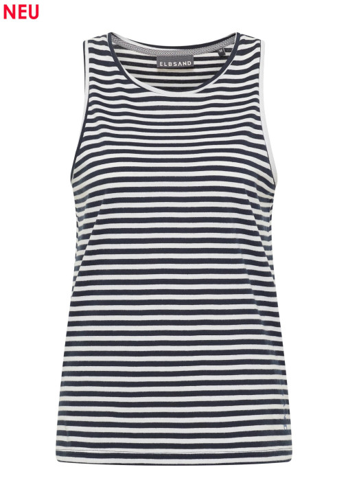 ELBSAND Maavi Tanktop coldwater+bright white stripes (50% Baumwolle, 50% Polyester)