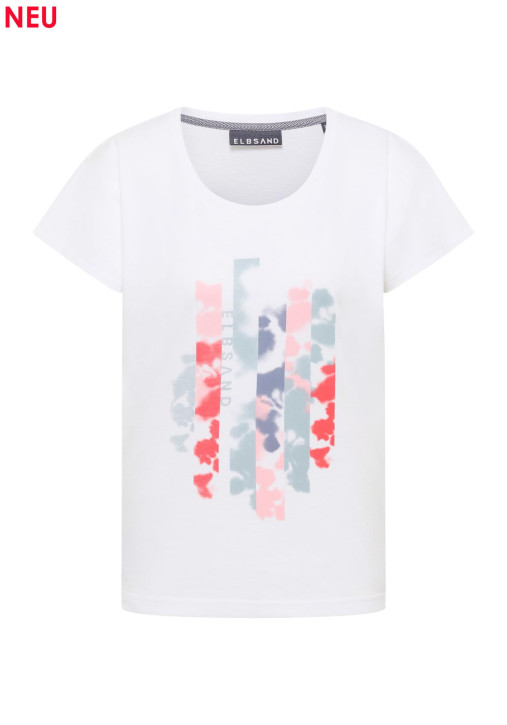 ELBSAND Grima T-Shirt bright white print B (50% Baumwolle, 50% Polyester)