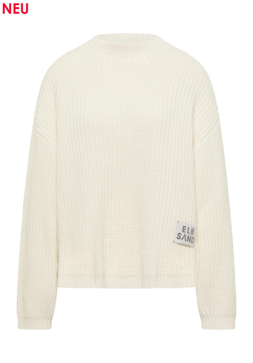 ELBSAND Oana Knit Sweater cloud white (55% Lammwolle, 45% Baumwolle)