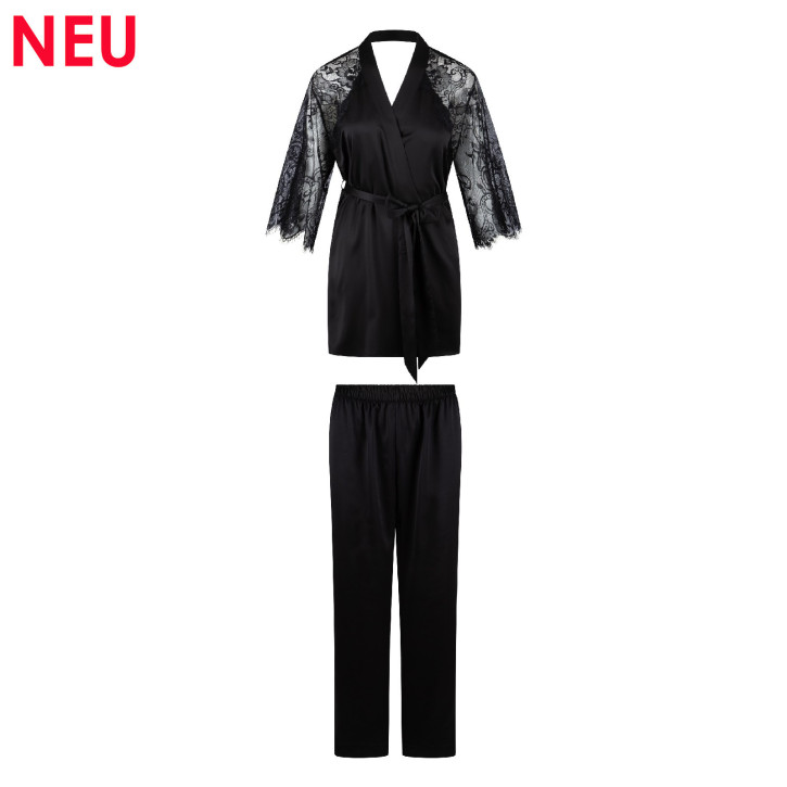 LingaDore 8007 Kimono-Set schwarz (100% Polyester)
