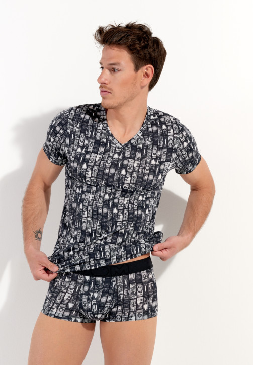 HOM Rockcity Tee-Shirt V-Neck (86% Polyamid, 14% Elasthan) L