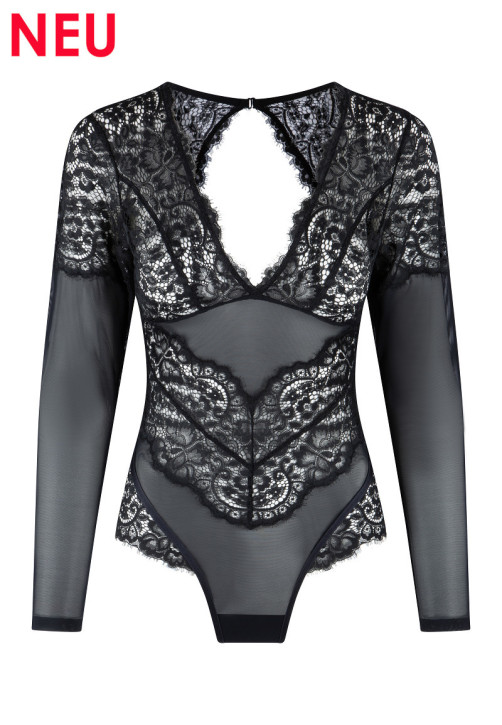 LingaDore LD0043 Langarm-Body schwarz (90% Polyamid, 10% Elasthan)