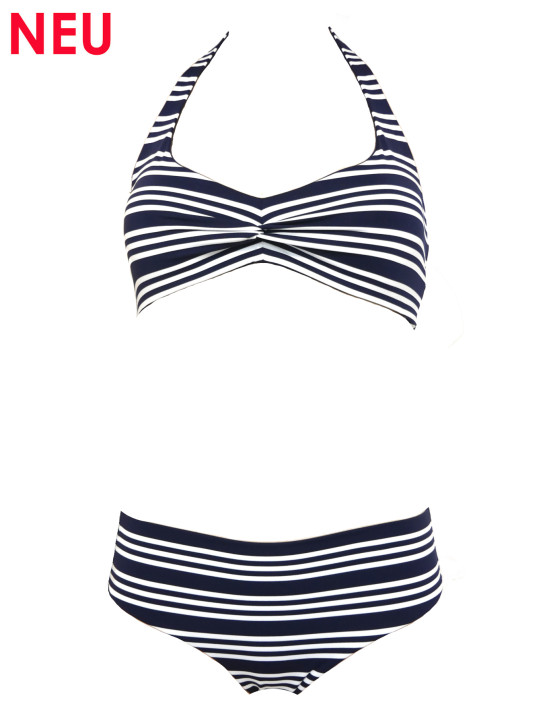 WASSERSTOFF 43 961 D Bikini Twisted True Love mit Wende-Top Marine-Stripes (80% Polyamid, 20% Elasthan)