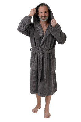wewofashion by Otto Werner 1004 Bademantel "Zero Twist" Herren grey (100% Baumwolle) L