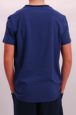 JOOP! Bodywear Core Short Pyjama Set stripe navy/gray blue/solid navy (96% Baumwolle, 4% Elasthan) XL