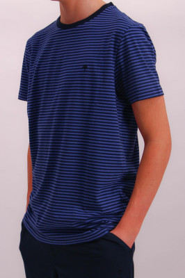 JOOP! Bodywear Core Short Pyjama Set stripe navy/gray blue/solid navy (96% Baumwolle, 4% Elasthan) S