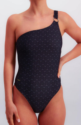 JOOP! Beachwear One Shoulder Swimsuit schwarz print (83% Polyamid, 17% Elasthan) S