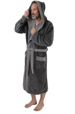 wewofashion by Otto Werner 1023 Bademantel "Bamboo" Herren grey (40% Polyester, 30% Baumwolle, 30% Viskose) XL