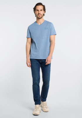 ELBSAND Ingvar V-Shirt nordic sea melange (50% Baumwolle, 50% Polyester) M