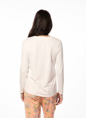 SHORT STORIES 621953 Langarm-Shirt white pebble print (47% Baumwolle, 47% Modal, 6% Elasthan) L