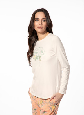 SHORT STORIES 621953 Langarm-Shirt white pebble print (47% Baumwolle, 47% Modal, 6% Elasthan) M