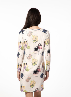 SHORT STORIES 622008 Sleepshirt Langarm antique white/print (47% Baumwolle, 47% Modal, 6% Elasthan) L