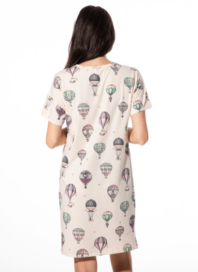 SHORT STORIES 622067 Sleepshirt Kurzarm vanilla cream/print (47% Baumwolle, 47% Modal, 6% Elasthan) XS