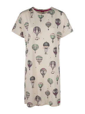 SHORT STORIES 622067 Sleepshirt Kurzarm vanilla cream/print (47% Baumwolle, 47% Modal, 6% Elasthan) M