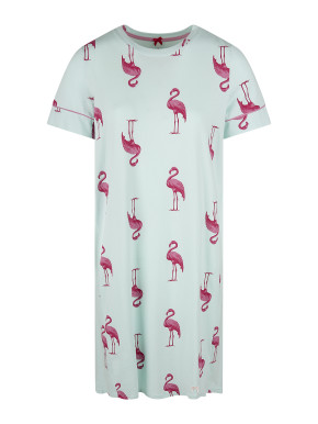 SHORT STORIES 622107 Sleepshirt fair aqua/flamingo print (47% Baumwolle, 47% Modal, 6% Elasthan) XS