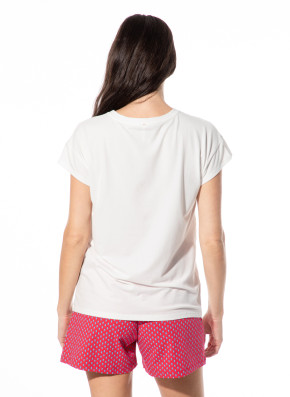 SHORT STORIES 622108 T-Shirt white pebble/flamingo print (47% Baumwolle, 47% Modal, 6% Elasthan) L