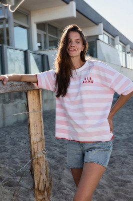 ELBSAND Gry T-Shirt grenadine/bright white stripes (95% Baumwolle, 5% Elasthan) XL