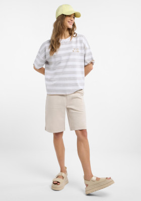 ELBSAND Gry T-Shirt camel/bright white stripes (95% Baumwolle, 5% Elasthan) M