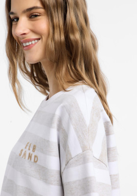ELBSAND Gry T-Shirt camel/bright white stripes (95% Baumwolle, 5% Elasthan) S