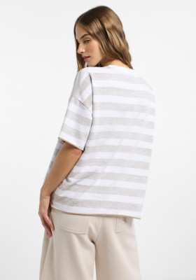 ELBSAND Gry T-Shirt camel/bright white stripes (95% Baumwolle, 5% Elasthan) L