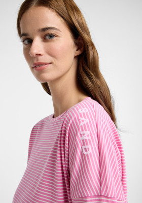 ELBSAND Veera T-Shirt 3/4-Arm magenta sky+cloud white stripe (50% Baumwolle, 50% Polyester) M